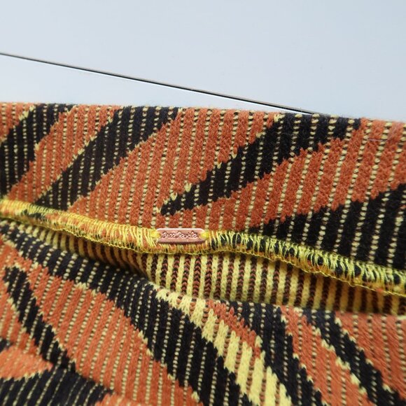 Free People Knit Tiger Stripe Midi Skirt Rusty Brown Yellow Stretch Bodycon XS - Picture 4 of 8